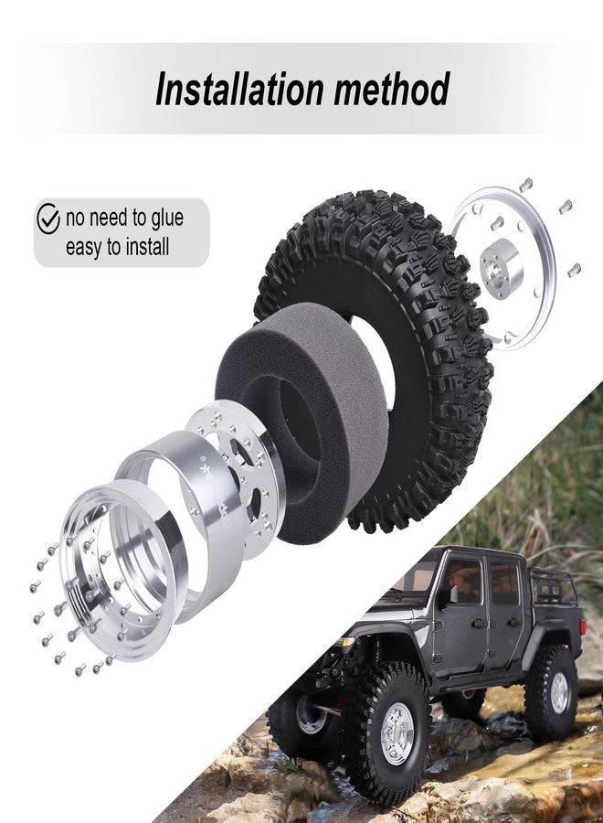 هوبي بارك عجلات HobbyPark ذات إزاحة سالبة -10 مم، مصنوعة من الألومنيوم المطلي بالكروم، مقاس 1.9 بوصة، مع إطارات مقاس 1.9 بوصة، توفر ثباتًا ممتازًا لسيارات التحكم عن بعد بمقياس 1/10 من طراز Axial SCX10 TRX4 VS410 Gen8 RC4WD، طقم من 4 عجلات - Image 3